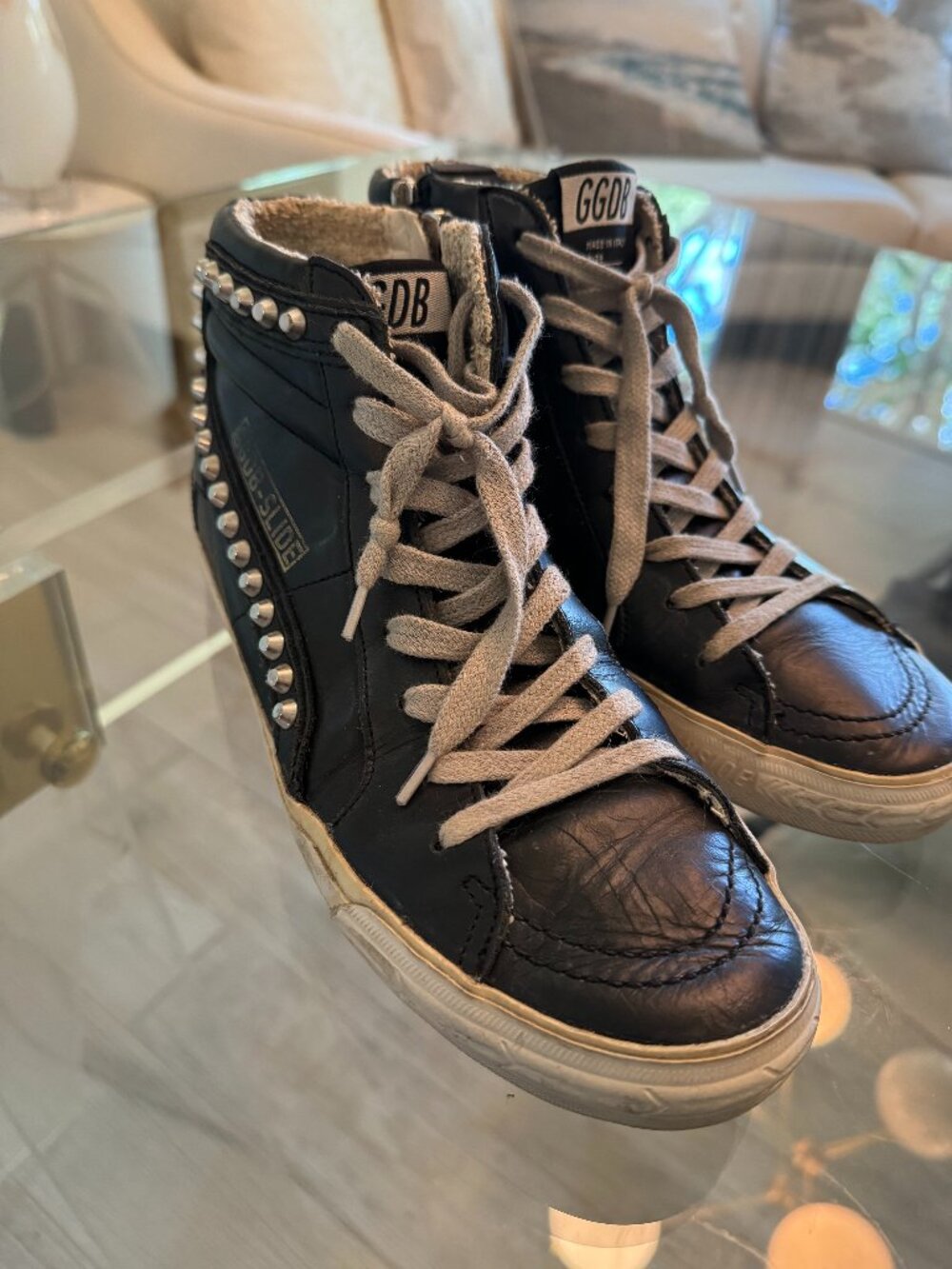 Black Golden Goose Studded High Tops